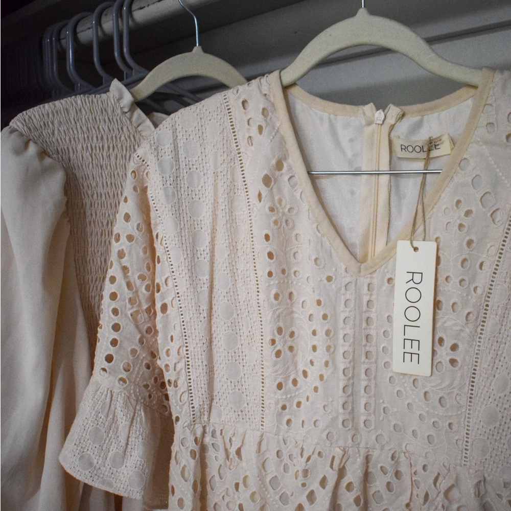 adorable ROOLEE small cream/white lace dress:)